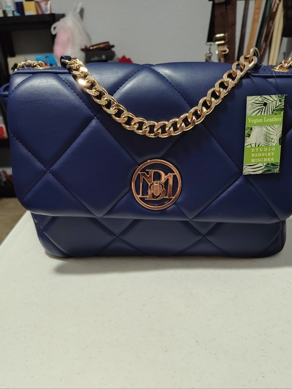 Brand New Badgley Mischka Crossbody Or Handheld Navy Purse